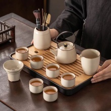 汝窑功夫茶具套装家用客厅陶瓷茶壶盖碗茶杯全套办公室高档泡茶器
